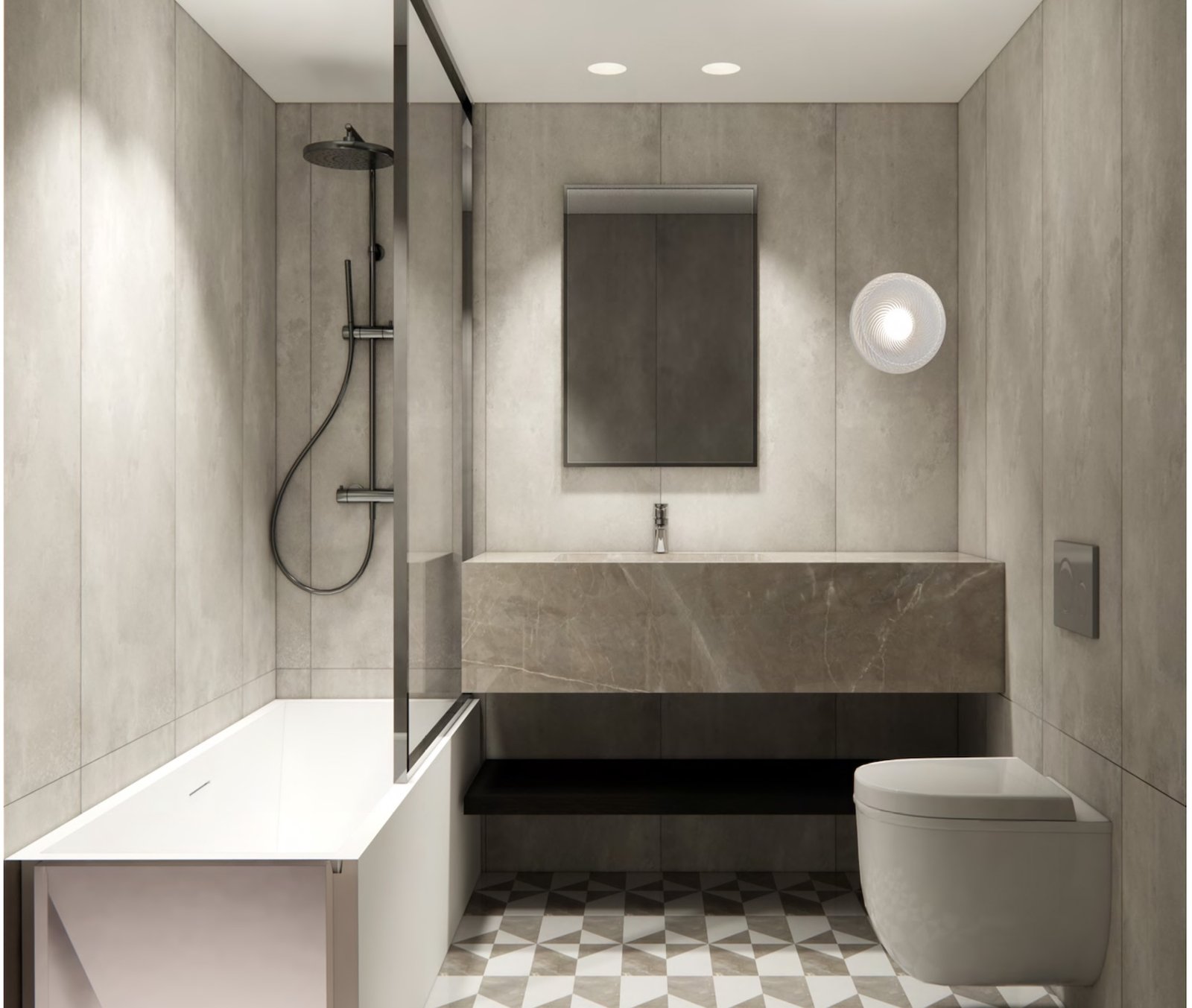 The clean and modern private bathroom in a cabin on the Movenpick Sunray Nile cruise, featuring a full-size bathtub and complimentary amenities