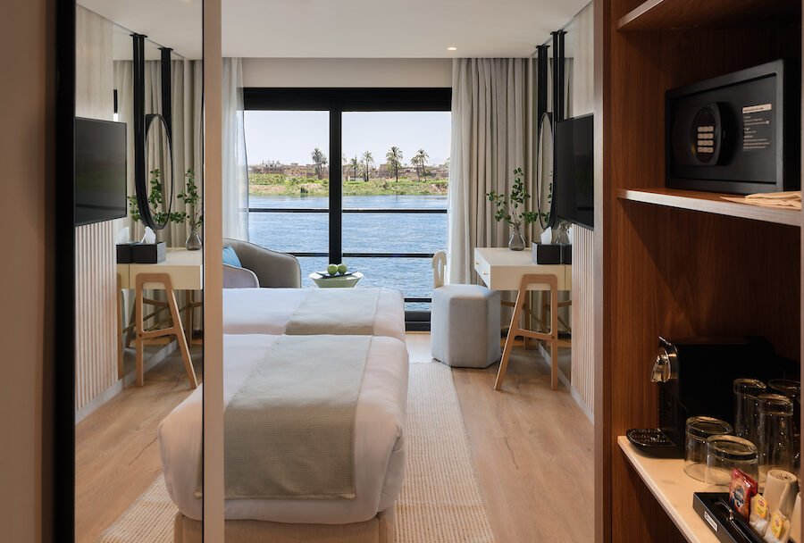 A full view for the Nile with entire cabin on Soelil Nile cruise