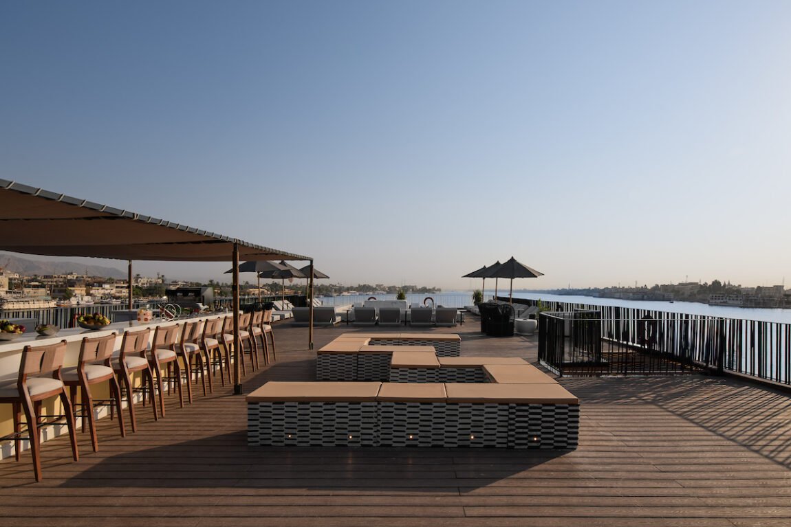 The sundeck on Nile cruise board of Soleil Luxury Nile Cruise with lovely stay during sailing time