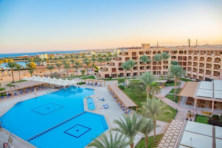 Luxury Red Sea beach resort in Hurghada with private white sand beach for Egypt honeymoon packages.