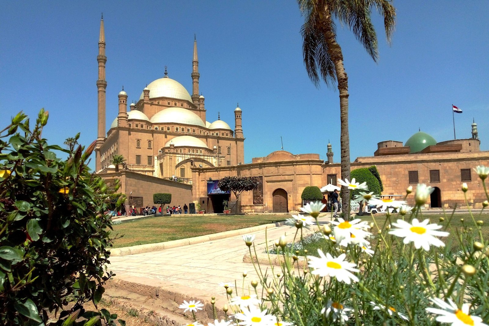 Mosque of Mohamed Ali inside Cairo Citadel with Islamic architecture and domes
