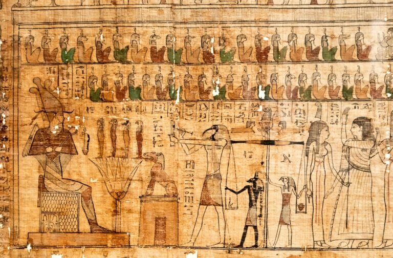 Ancient Egyptian papyrus paper with hieroglyphics used for writing and art