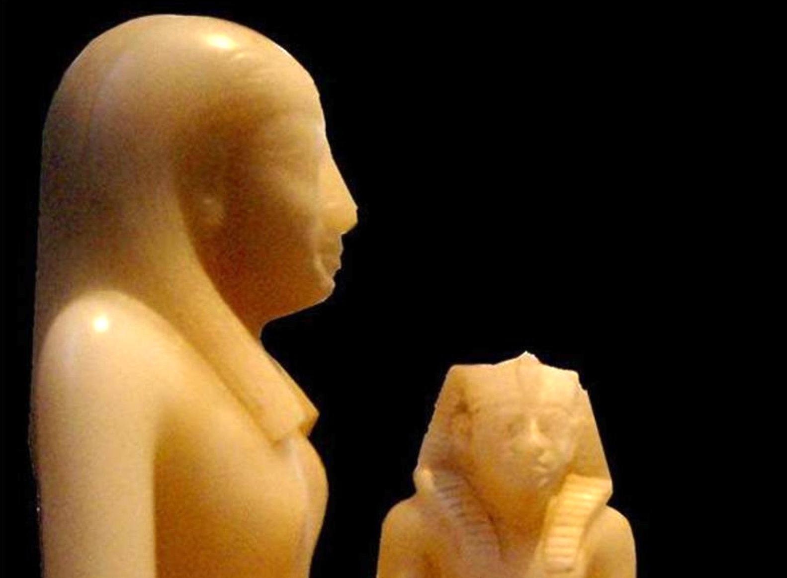 Alabaster statue of King Pepi II displayed at the Grand Egyptian Museum in Egypt