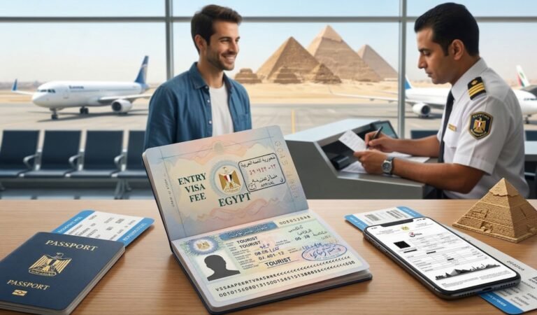 Egypt tourist entry visa sticker showing $30 fee for travelers visiting Egypt
