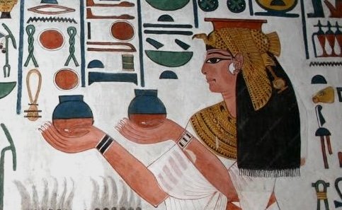Egyptian tomb paintings of Queen Nefertari that display vibrant ancient artwork from Ramses II's reign 