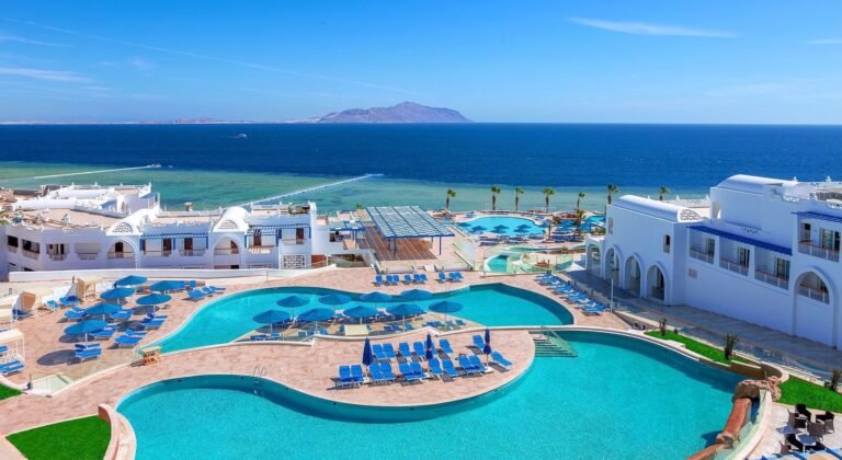 Pickalbatros Hotels in Hurghada overlooking the Red Sea with luxury pools and beachfront view