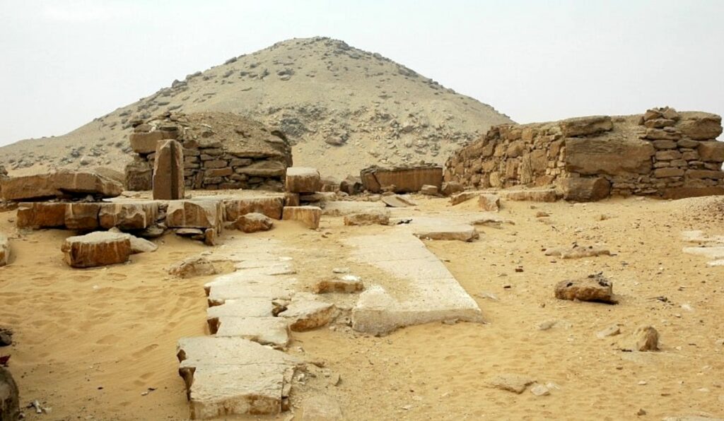 The Pyramid of King Pepi II in Saqqara cemetry, showcases ancient Egyptian architecture and historical significance
