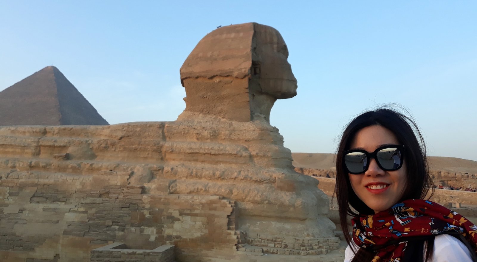 Sunset at the Great Sphinx of Giza during a private opening experience with golden light and exclusive access by Nile Cruisen.