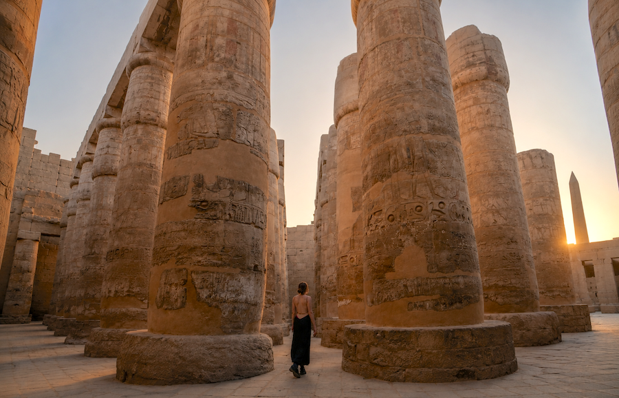 The guest is meditating in Karnak Temple