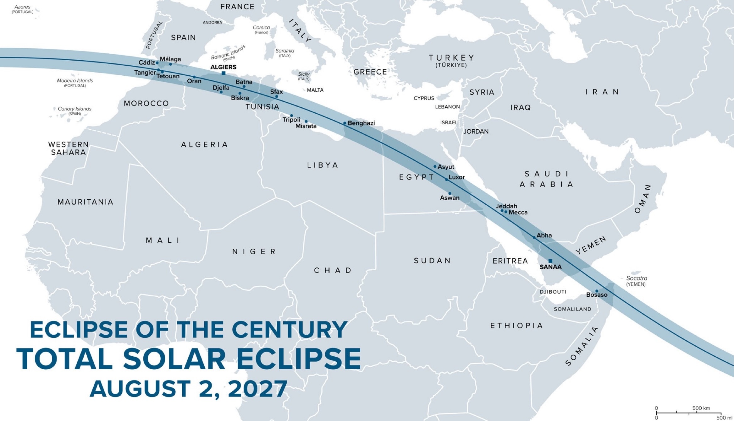 Luxor Egypt Solar Eclipse 2027 map showing the eclipse path and Nile Cruisen cruise experience