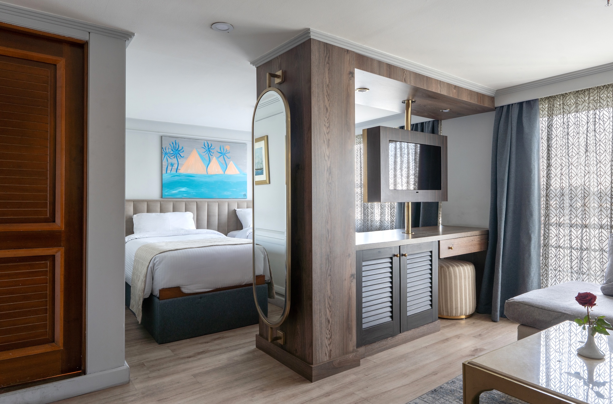 Excellence Nile Cruise suite with panoramic Nile River view in Egypt
