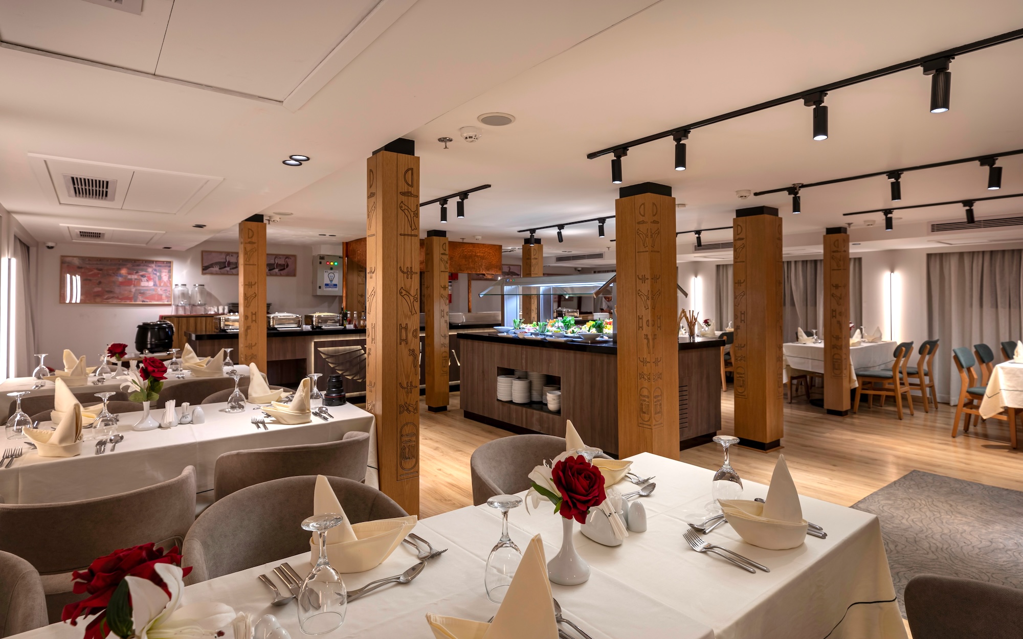 TIA Boutique Nile Cruise restaurant with elegant dining area and comfortable seating