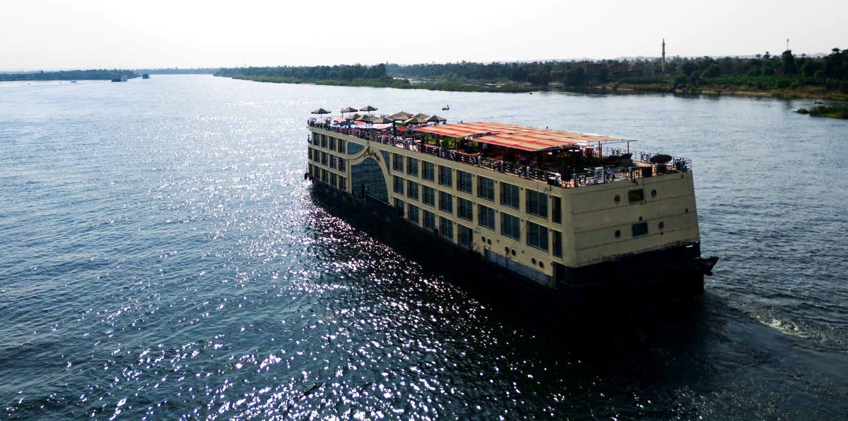 Royal Mandarin Nile Cruise, formerly Royal Princess, sailing on the Nile River between Luxor and Aswan, Egypt